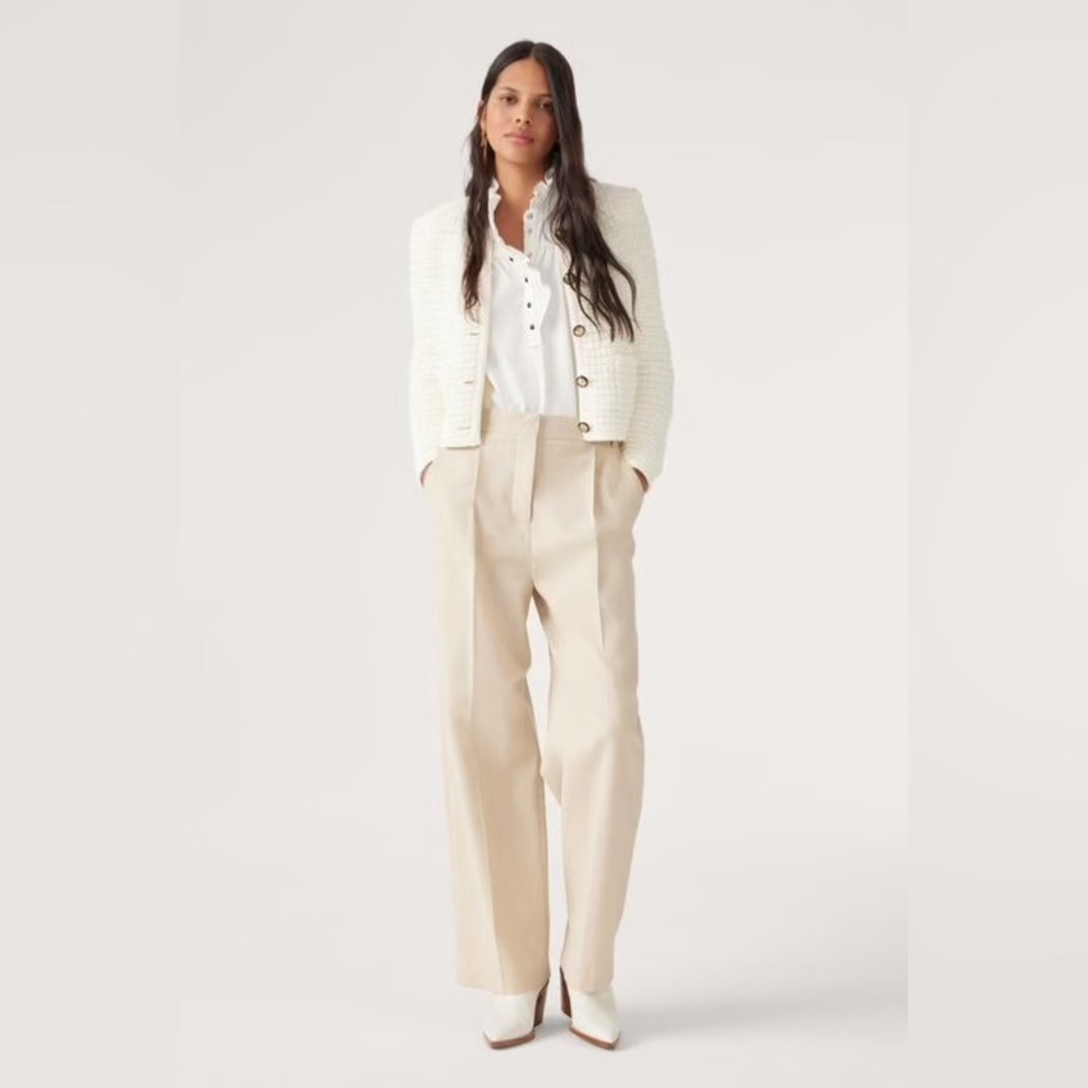 NEW Ba&sh Bash Gaspard Tweed Cardigan Jacket in Ecru Cream White | size  1 / S - Picture 2 of 13